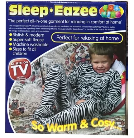 Kids Unisex Snuggle All-in-One Sleep-Eazee Jumpsuit Sleepwear Pajamas Sleepwear Zebra Large