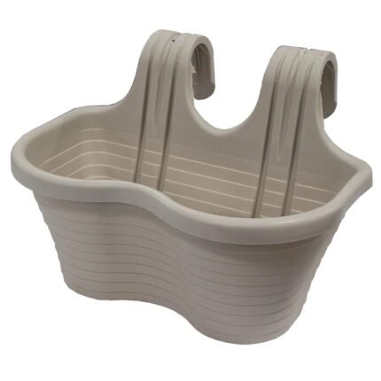 3 x Hanging Planter Plant Pots Trough Garden Fence Balcony Railing Flower Pot Beige