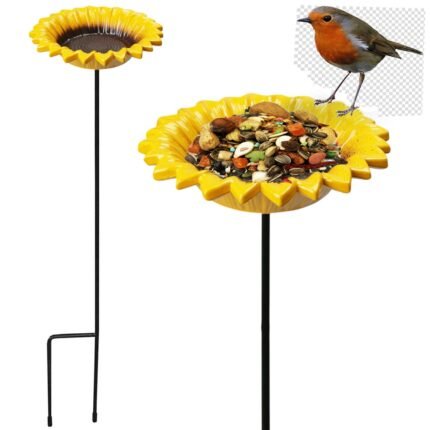 Cast Iron Poppy Sunflower Garden Ornament Wild Birds Dish Seed Feeder Dish Bath