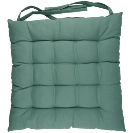 2 x Seat Cushions Bistro Set Dining Chairs Tie On Seater Pads Garden Kitchen 40x40cm Green
