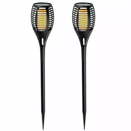 2PCS LED Flame Solar Torch Light Waterproof Flickering Dancing Path Garden Lamp