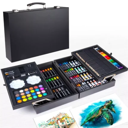 145 Pcs Creative Art Drawing Painting Pastel Pencils Set With Black Wooden Carry