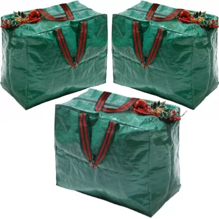 3 x Christmas Zip Up Storage Xmas Gift Wrap Organiser Bag Tree Cover Sack Decor