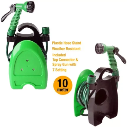 10M Expandable Garden Hosepipe Hose Reel 7 Dial Spray Gun Nozzle Set