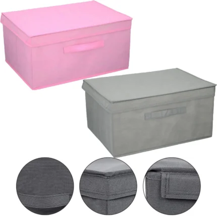 2 x Foldable Sturdy Fabric Underbed Clothes Toys Shoes Bed Storage Box with Lid