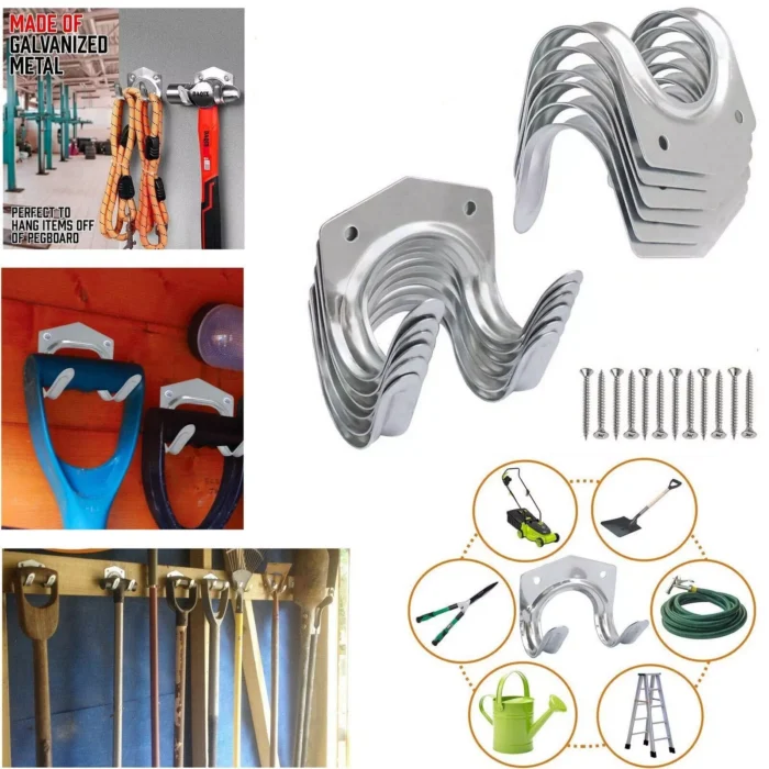 15PK Tool Hooks & Screws | Garage Garden Shed Wall Bike Hanging