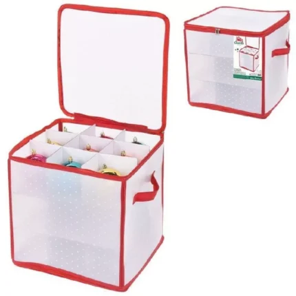 Christmas Decoration Ornament Organizer Baubles Storage Box 27 Slot With Zip Lid