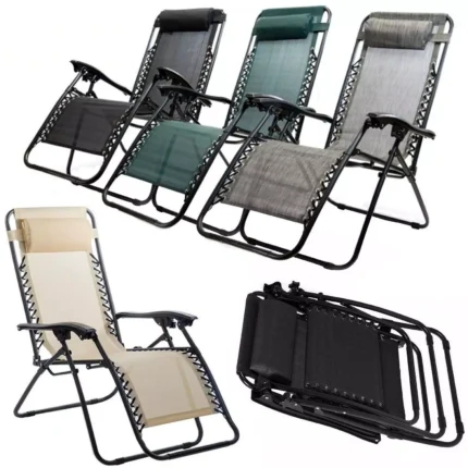 Garden Reclining Zero Gravity Patio Sun Lounger Folding Chair Bed Rocker Outdoor