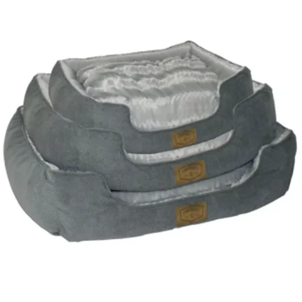 Luxury Grey Faux Fur Pet Dog Puppy Deluxe Premium Warm Soft Padded Cushion Bed