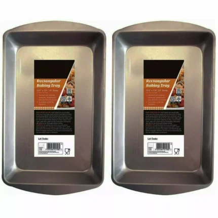 Set of 3 Everyday Dishwasher Safe Rectangular Baking Oven Tray Carbon Steel Set