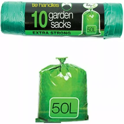 60 x Garden Sacks Waste Bags 50L Refuse Grass Leaves Rubbish Bin Bag Tie Handles