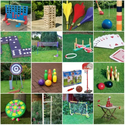 GIANT GARDEN GAMES OUTDOOR SUMMER BEACH BBQ KIDS FUN GAMES QUOITS JENGA LIMBO