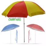 Beach Tilting Parasol Umbrella 1.7m Patio Garden Outdoor UV Protection Sun Shade