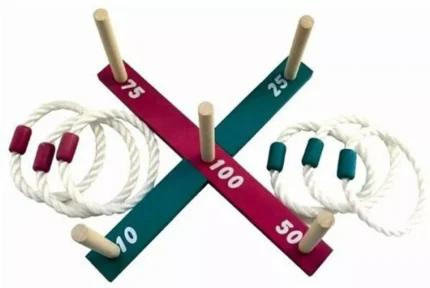 Family Kids Rope Ring Toss Quoits with Pegs Garden Classic Outdoor Game