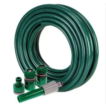 15M Garden Hose Pipe Reinforced Braided PVC Watering Hosepipe Spray Nozzle Set