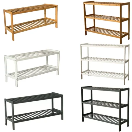 Faboer 2/3 TIER WOOD NATURAL BAMBOO SHOE RACK ORGANISER STAND STORAGE SHELF UNIT