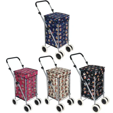 6 Wheels Foldable Caged Shopping Trolley Cart Grocery Folding Market Laundry Bag