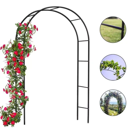 2.4m Metal Garden Arch Heavy Duty Strong Tubular Rose Climbing Plants Archway