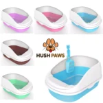 HushPaws Cat Litter Box with Scoop Open Air Kitten Shell Litter Tray Cat Toilet Various Colors