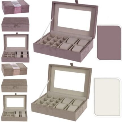 Portable Velvet Jewellery Watches Display Organizer Case Mirror Storage Gift Box