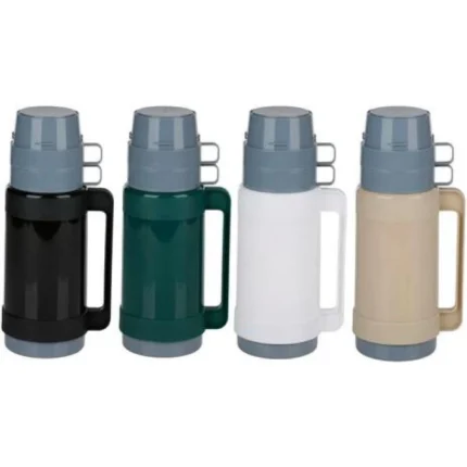 1L Vacuum Flask Hot Cold Drinks Travel Bottle Glass Lined with 2 Cups