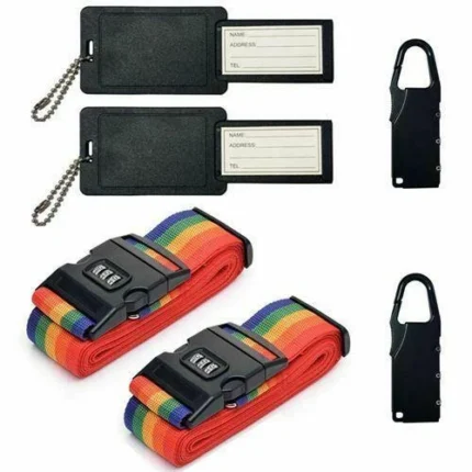 2 x Travel Set Luggage Bag Strap Suitcase Luggage Address Tag Combination Lock