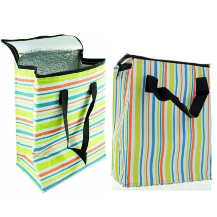 2x Stripey Bag Can Ice Cool Picnic Bottle Cooler Holder Bags Carrier Cooling 14L