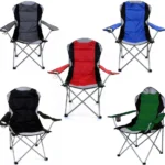 2 x Folding Camping Deluxe Chairs Heavy Duty Luxury Padded Cup Holder High Back